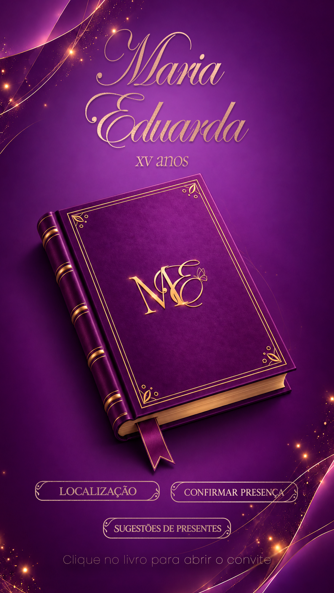 Capa do convite de 15 anos de Maria Eduarda